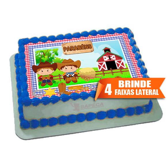 Papel arroz Fazendinha Cowboy + Brinde Faixas Laterais