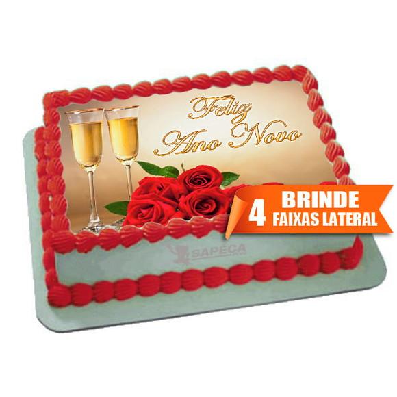 Papel arroz Feliz Ano Novo + Brinde Faixas Laterais