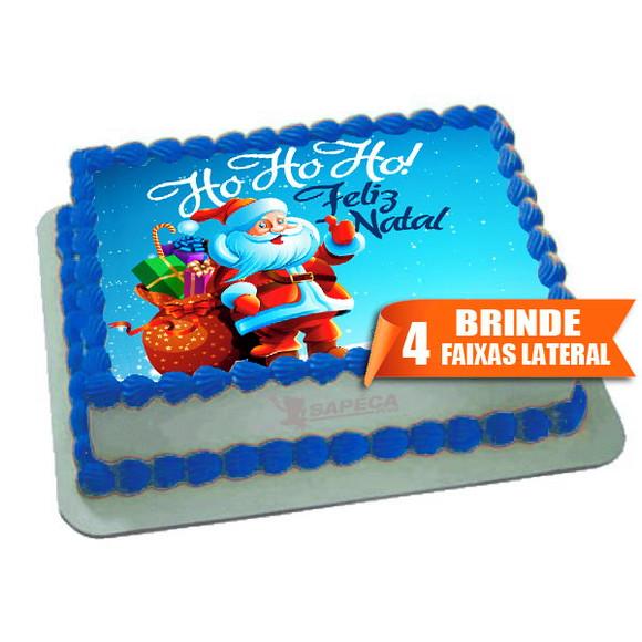 Papel arroz Feliz Natal Papai Noel ho+ Brinde Faixas Lateral