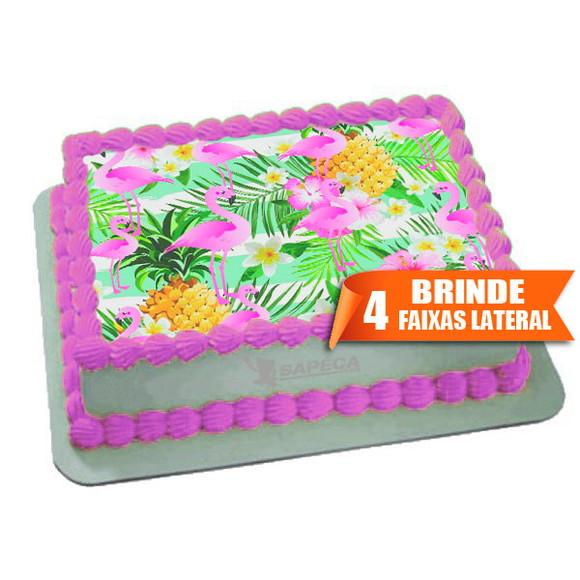 Papel arroz Flamingo Floral + Brinde Faixas Laterais