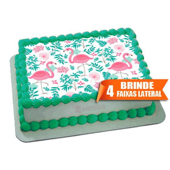 Papel arroz Flamingo verde + Brinde Faixas Laterais