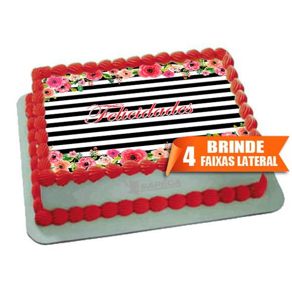 Papel arroz Floral Listras + Brinde Faixas Laterais