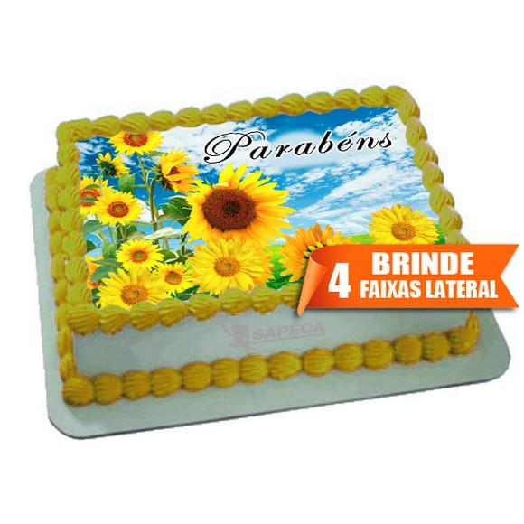 Papel arroz Floral Girassol Flores + Brinde Faixas Laterais