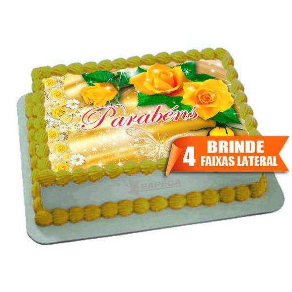 Papel arroz Flores amarela+ Brinde Faixas Laterais