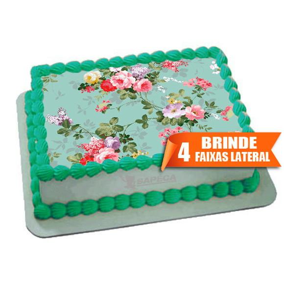 Papel arroz Flores Floral verde + Brinde Faixas Laterais