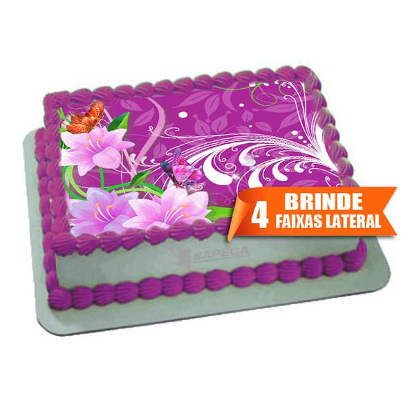 Papel arroz Flores Lilas + Brinde Faixas Laterais