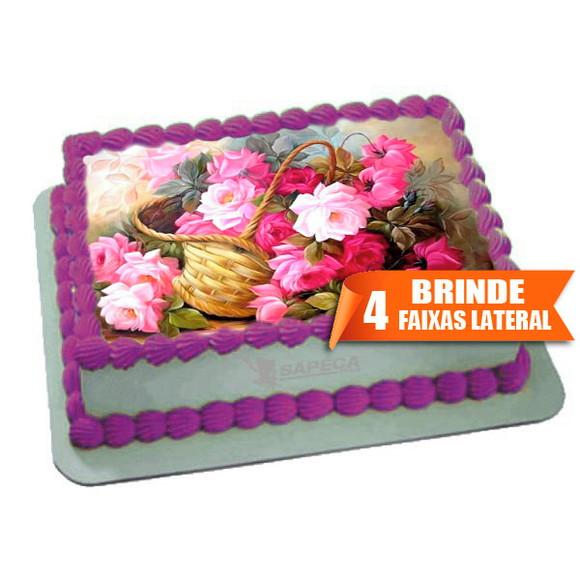 Papel arroz Flores no Cesto + Brinde Faixas Laterais