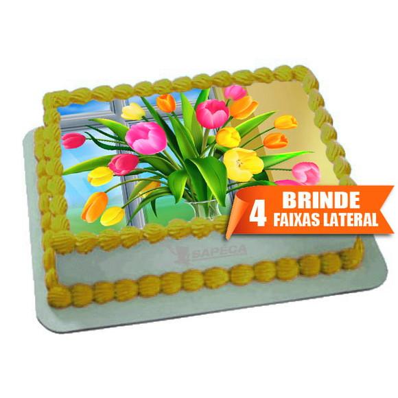Papel arroz Flores Tulipa + Brinde Faixas Laterais