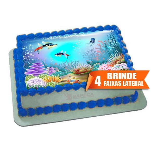 Papel arroz Fundo do Mar + Brinde Faixas Laterais