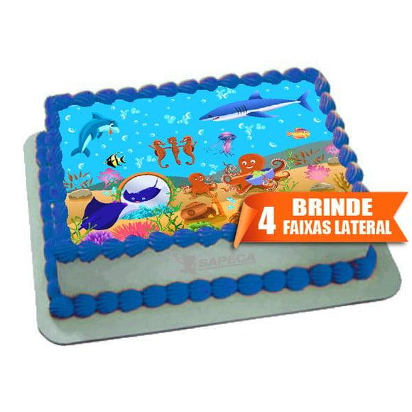 Papel arroz Fundo do Mar Tubarão + Brinde Faixas Laterais