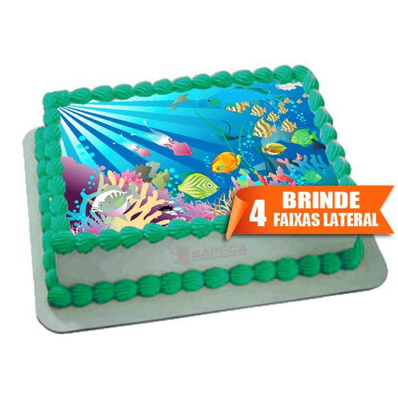 Papel arroz Fundo do Mar Peixinhos + Brinde Faixas Laterais