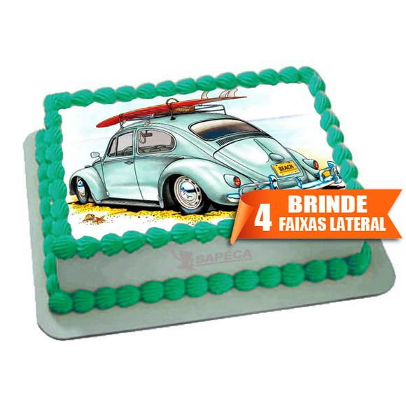 Papel arroz Fusca Carros + Brinde Faixas Laterais