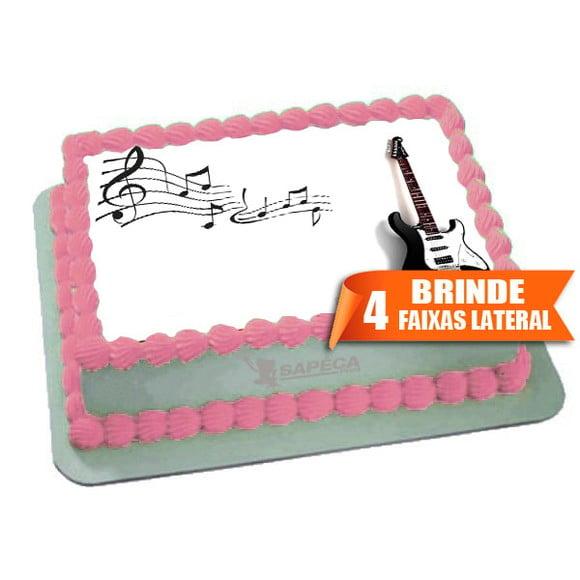 Papel arroz Guitarra Musica Rock + Brinde Faixas Laterais