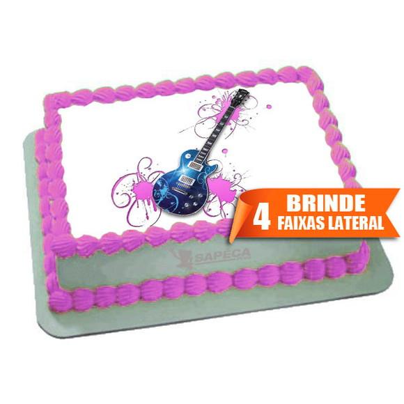 Papel arroz Guitarra para Bolo + Brinde Faixas Laterais