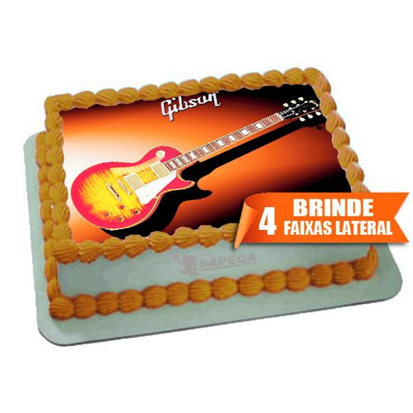 Papel arroz Guitarra Rock + Brinde Faixas Laterais
