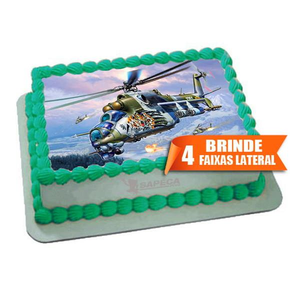 Papel arroz Helicoptero de combate + Brinde Faixas Laterais