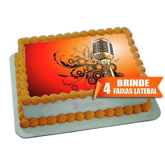 Papel arroz Microfone Musica + Brinde Faixas Laterais