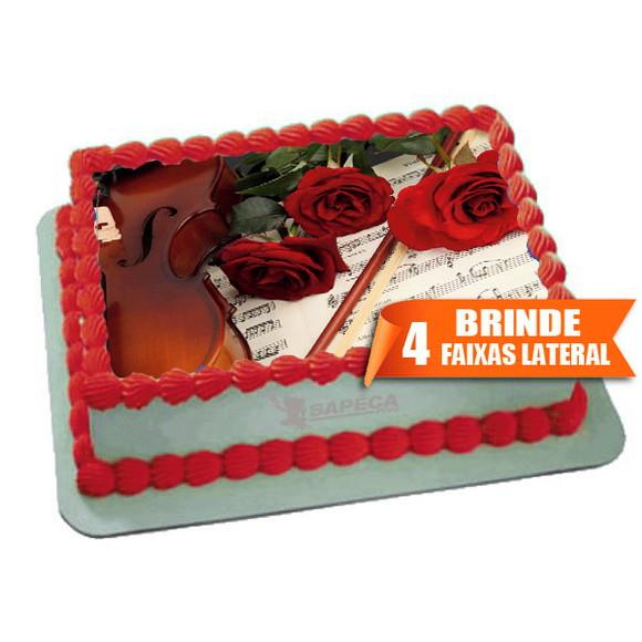 Papel arroz Musical Violino + Brinde Faixas Laterais