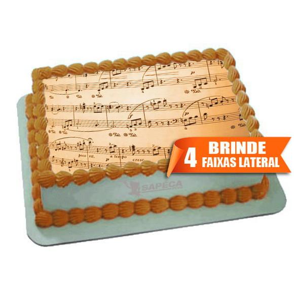 Papel arroz Notas Musical + Brinde Faixas Laterais