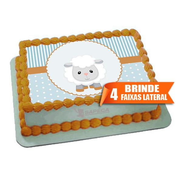Papel arroz Ovelha para menino + Brinde Faixas Lateral