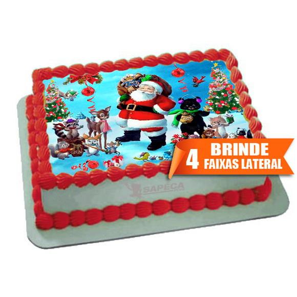 Papel arroz Papai Noel Natal + Brinde Faixas Lateral