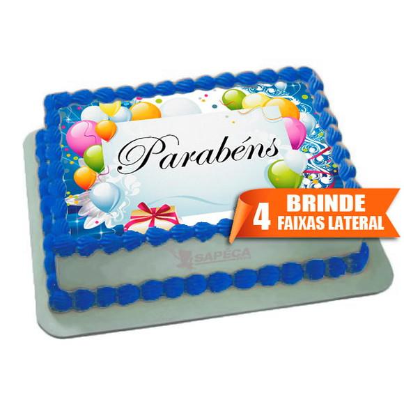 Papel arroz Parabéns Azul + Brinde Faixas Laterais