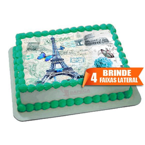 Papel arroz Paris para Bolo + Brinde Faixas Laterais