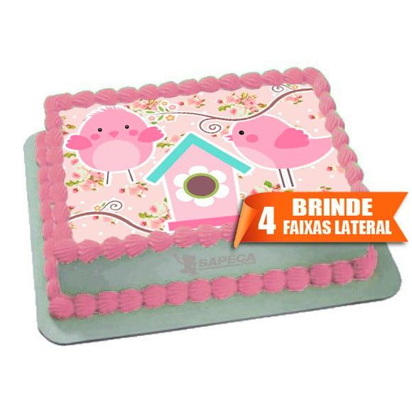 Papel arroz Passaros rosas + Brinde Faixas Laterais