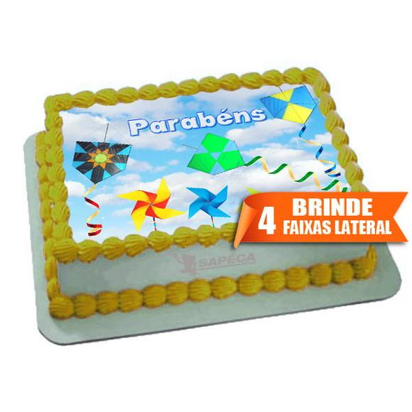 Papel arroz Pipas Parabéns + Brinde Faixas Laterais