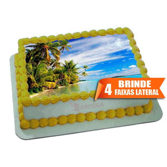 Papel arroz Praia Paisagem + Brinde Faixas Laterais