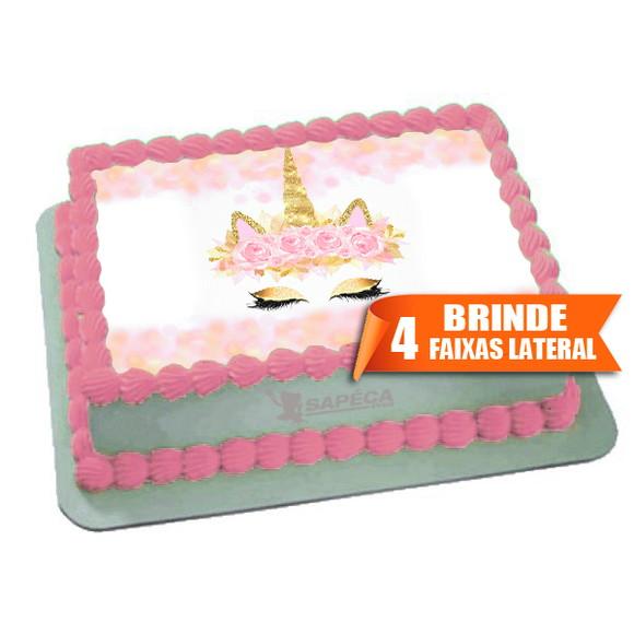 Papel arroz Unicornio para Bolo + Brinde Faixas Laterais