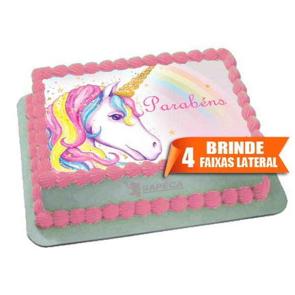 Unicornio Papel arroz para Bolo + Brinde Faixas Laterais