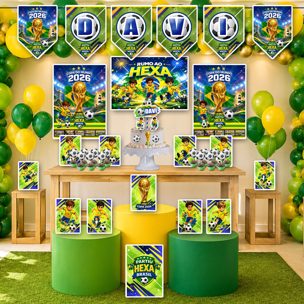 Festa Copa 2026 Futebol Brasil Rumo ao Hexa Kit Festa em Casa Dec