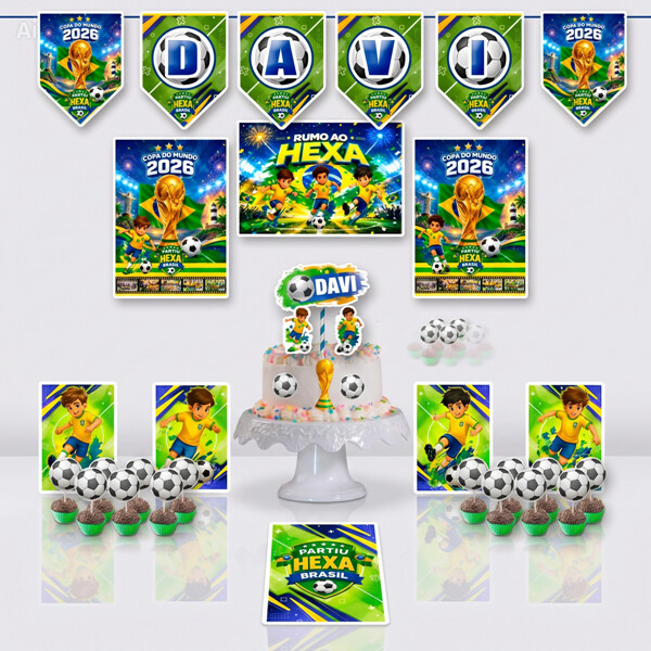 Festa Copa 2026 Futebol Brasil Rumo ao Hexa Kit Festa em Casa Dec