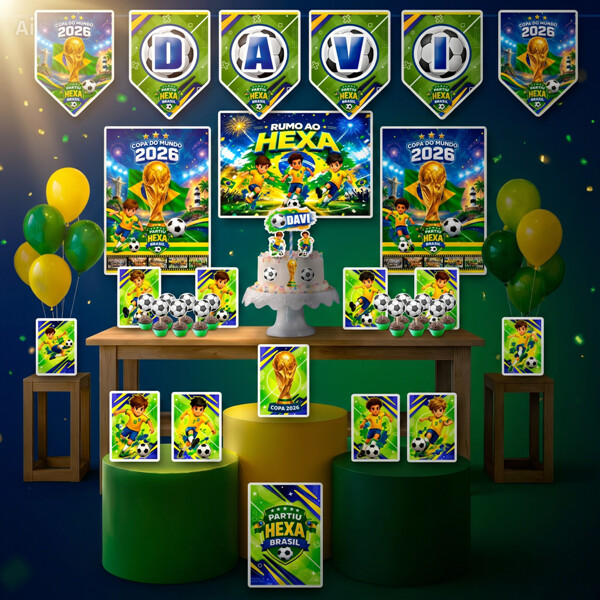 Festa Copa 2026 Futebol Brasil Rumo ao Hexa Kit Festa em Casa Dec