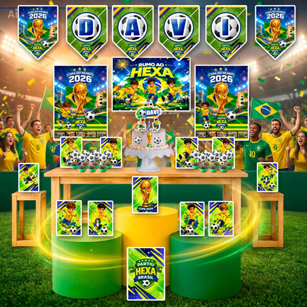 Festa Copa 2026 Futebol Brasil Rumo ao Hexa Kit Festa em Casa Dec
