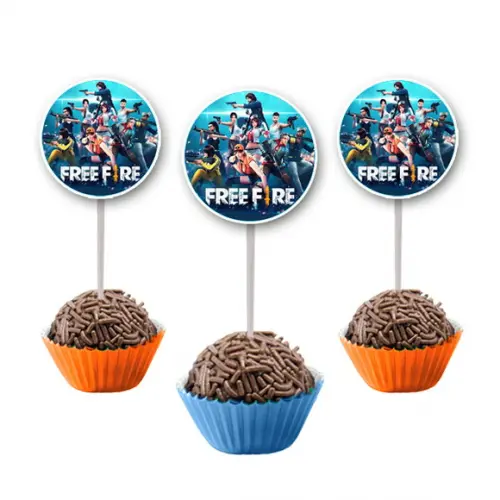 Free Fire Tags Topper para Docinhos Decoração C/50 Unidades