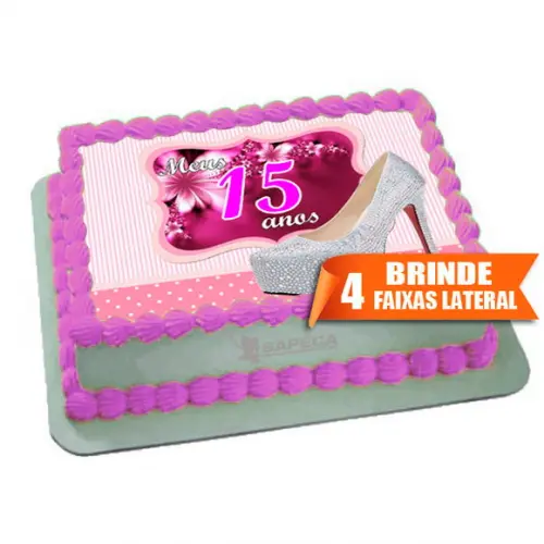 Papel arroz 15 anos Sapato + Brinde Faixas Laterais