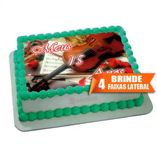 Papel arroz 15 anos Violino + Brinde Faixas Laterais