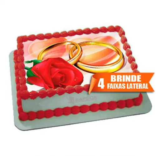 Papel arroz Aliança casamento + Brinde Faixas Laterais