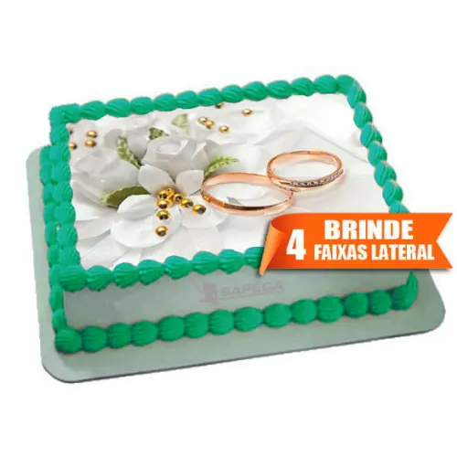 Papel arroz Aliança casamento + Brinde Faixas Laterais