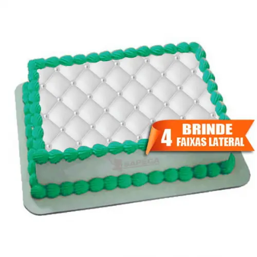 Papel arroz Almofada prata capitone + Brinde Faixas Laterais