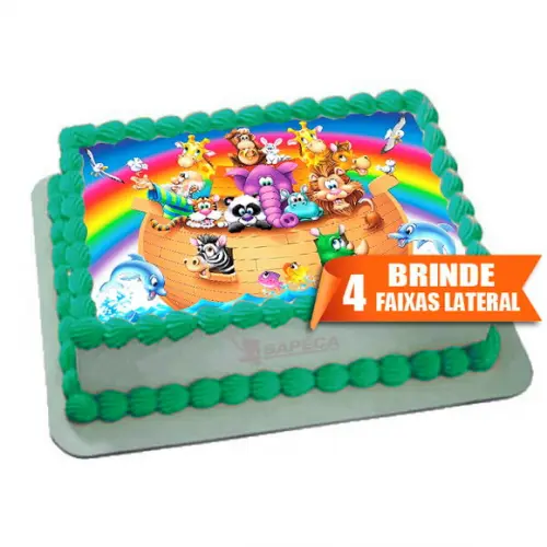 Papel arroz Arca de Noé Arco iris + Brinde Faixas Laterais