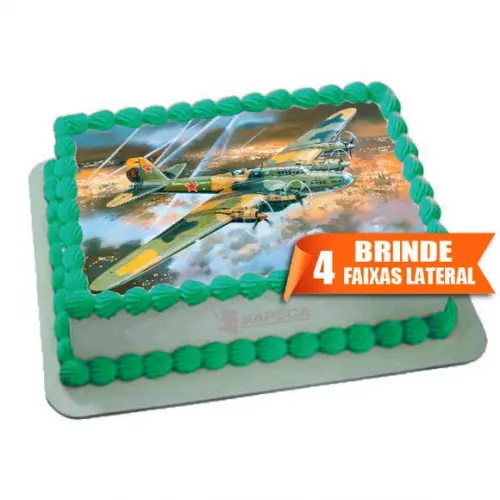 Papel arroz Avião de combate + Brinde Faixas Laterais