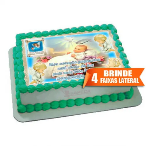 Papel arroz Batizado Menino + Brinde Faixas Laterais