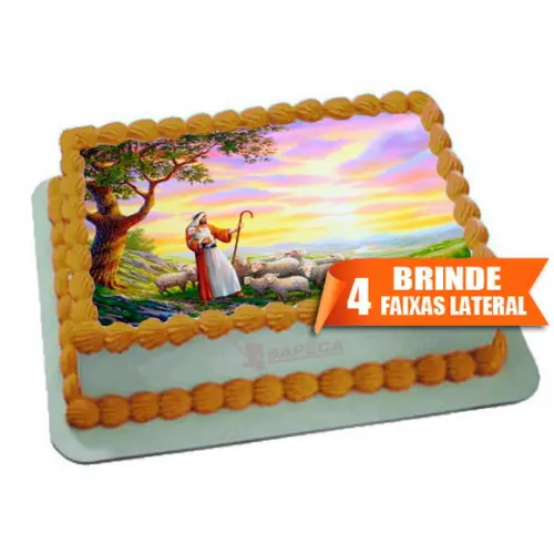 Papel arroz Biblico Pastor Ovelhas + Brinde Faixas Lateral
