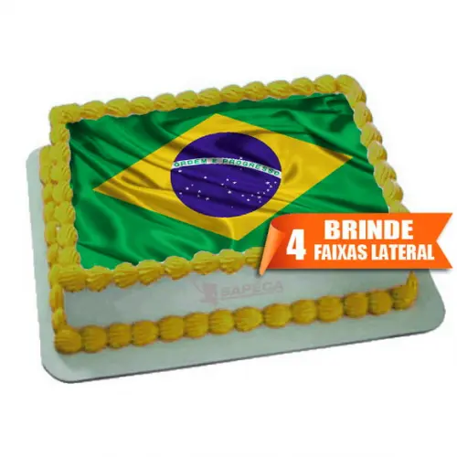 Papel arroz Brasil Bandeira + Brinde Faixas Laterais