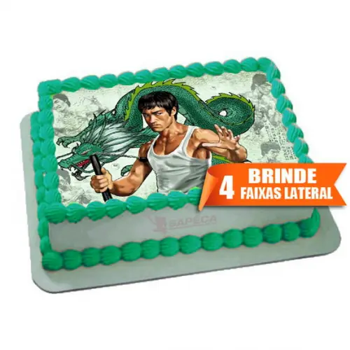 Papel arroz Bruce Lee Kung Fu + Brinde Faixas Laterais