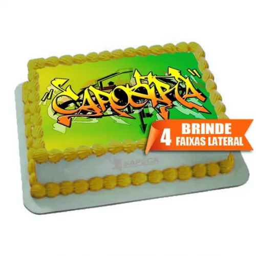 Papel arroz Capoeira para Bolo + Brinde Faixas Laterais