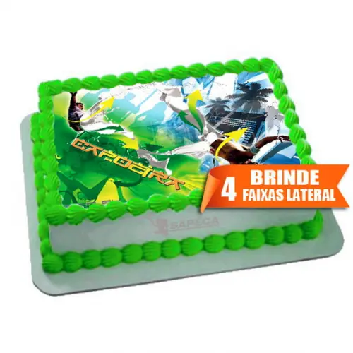 Papel arroz Capoeira Verde Amarelo + Brinde Faixas Laterais
